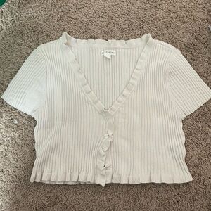 Aeropostale Ribbed Short Sleeve Bolero 2 button Cropped